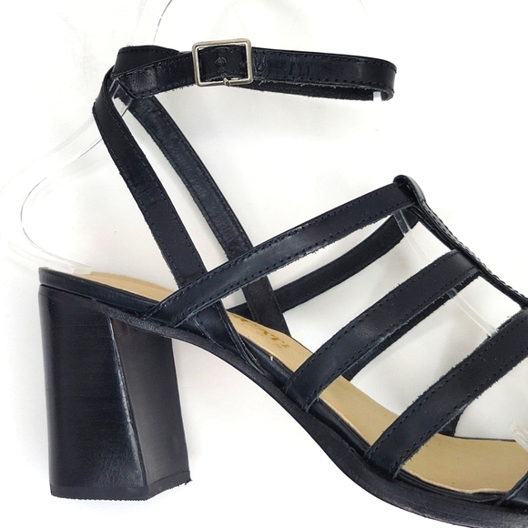 Black Leather High Heel Sandals Ankle Strap Made in Brazil 6 - Picture 9 of 16